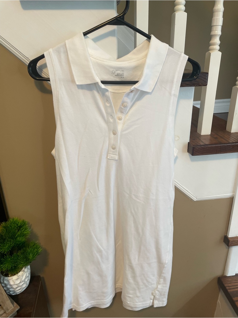 aerie White Sleeveless Polo Tunic